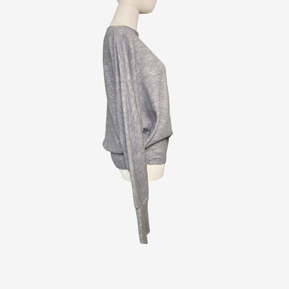 We The Free Gray Zip Shoulder Slouchy Boatneck Knit Pullover Top Size S - Picture 3 of 9